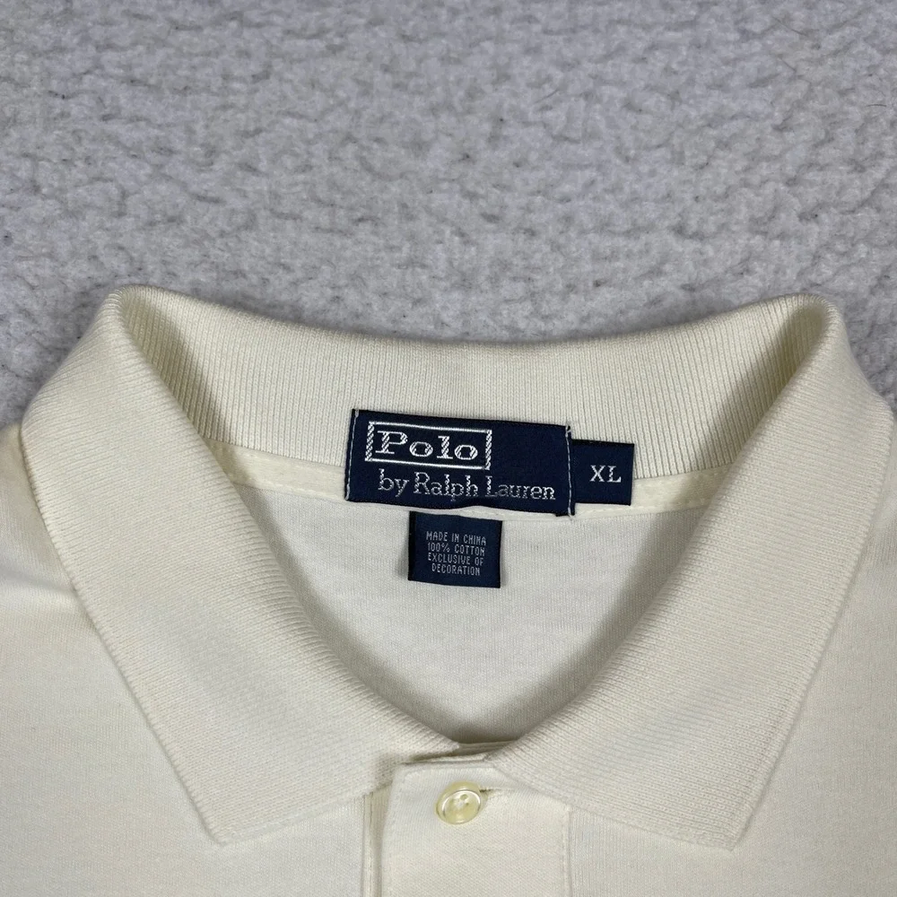 Polo Ralph Lauren Polo Shirt Mens XL Cream Short Sleeve Cotton Classic 25346